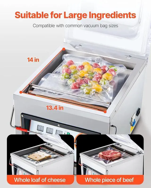 Alt view image 6 of 7 - SIHAO Chamber Vacuum Sealer, Foods Vacuum Packing Machine for Wet Foods, Meats, Marinades and More, 320W Sealing Power, Compact Size with 12.6 in Sealing Length, Applied in Home Kitchen and Commercia