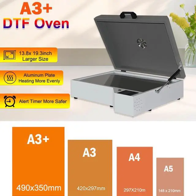 Alt view image 2 of 7 - SIHAO DTF Oven Upgraded A3+/A3/A4 DTF Oven Dryer 13x19 Fast Curing Heater with Time & Temperature Control for Heat Transfer Film Printing, Digital Display, Industrial Grade