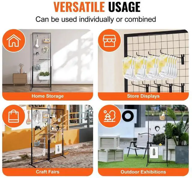 Alt view image 6 of 7 - SIHAO 2-Pack Gridwall Panel Display Stand, 2' X 5.6' Heavy Duty Floor Standing Rack, Double Side Detachable Gridwall Panels Tower with Extra Clips and Hooks Ideal for Retail & Craft Fairs