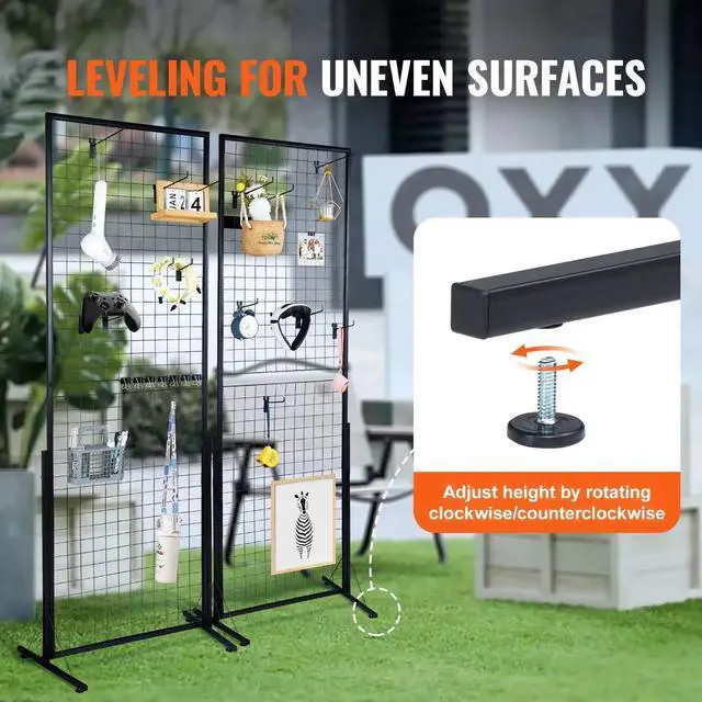 Alt view image 5 of 7 - SIHAO 2-Pack Gridwall Panel Display Stand, 2' X 5.6' Heavy Duty Floor Standing Rack, Double Side Detachable Gridwall Panels Tower with Extra Clips and Hooks Ideal for Retail & Craft Fairs