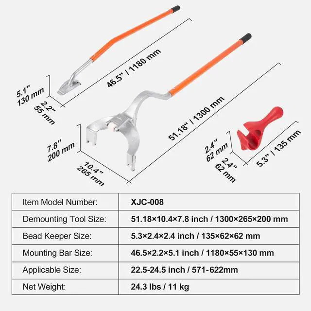 Alt view image 7 of 7 - SIHAO Tire Changer Mount Demount Removal Tool Set, Manual Tubeless Truck Tire Changing Tools with Bead Keeper, Fits 22.5"24.5" Tires, Heavy-Duty for Car Repairing, 3PCS Set