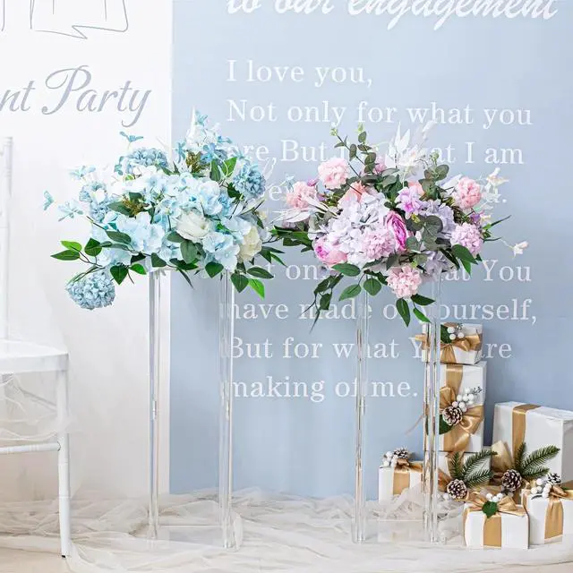 Alt view image 2 of 7 - 10PCS 23.6inch High Wedding Flower Stand, Acrylic Vase Column Geometric Centerpiece Stands, Floral Display Rack for T-Stage Events Reception, Party Decoration Home