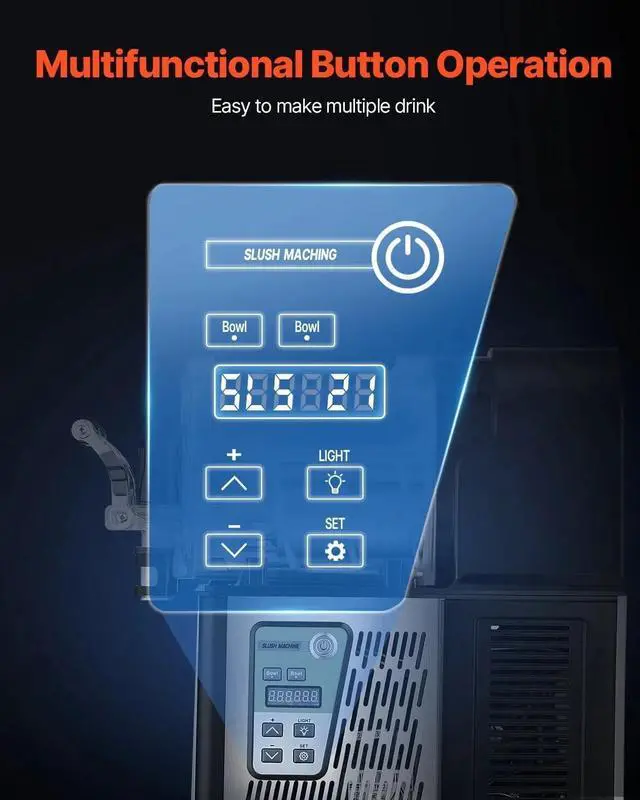 Alt view image 4 of 7 - SIHAO 3Lx2 Tanks Commercial Slushy Machine, 24-Cup Frozen Drink Maker Smoothie Machine with Self-cleaning Mode, for Margaritas, Frappés, Milk Shake and More