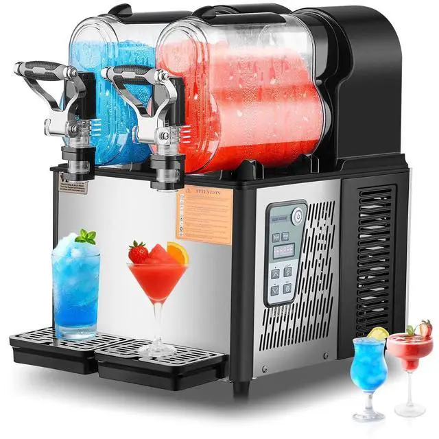 Main image of SIHAO 3Lx2 Tanks Commercial Slushy Machine, 24-Cup Frozen Drink Maker Smoothie Machine with Self-cleaning Mode, for Margaritas, Frappés, Milk Shake and More