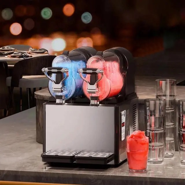 Alt view image 7 of 7 - SIHAO 3Lx2 Tanks Commercial Slushy Machine, 24-Cup Frozen Drink Maker Smoothie Machine with Self-cleaning Mode, for Margaritas, Frappés, Milk Shake and More