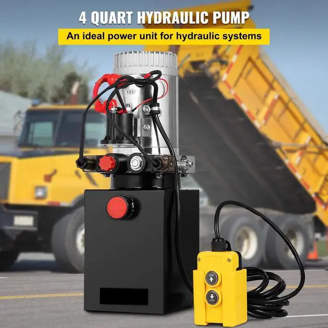 Alt view image 6 of 7 - SIHAO Trailer Pump 4 Quart 12V Electric Hydraulic Power Double Acting for Dump Truck Car Lifting
