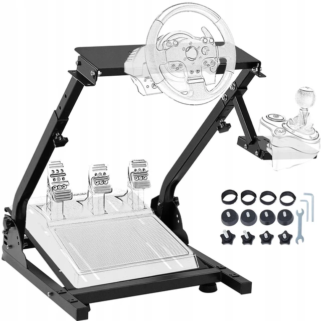 Main image of SIHAO Gaming Steering Wheel Stand, Fully Adjustable from 22.4"-28.5", Universal Sim Racing Stand for Wheel/Pedal/Shifter, Easy Install, Left/Right Shifter Mount