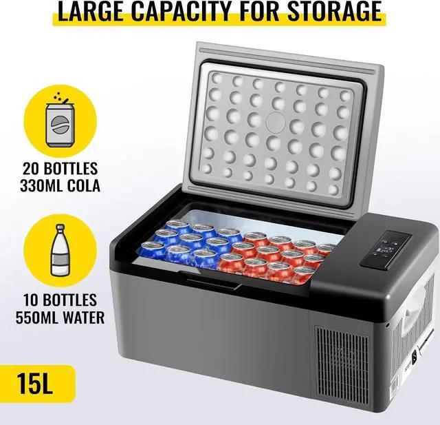 Alt view image 2 of 7 - SIHAO 15L Portable Car Fridge Freezer, Compressor Cooler with -20°C~20°C, Car refrigerator with AC/DC Cable for Camping, travel, RVs