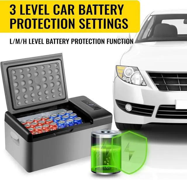 Alt view image 5 of 7 - SIHAO 15L Portable Car Fridge Freezer, Compressor Cooler with -20°C~20°C, Car refrigerator with AC/DC Cable for Camping, travel, RVs