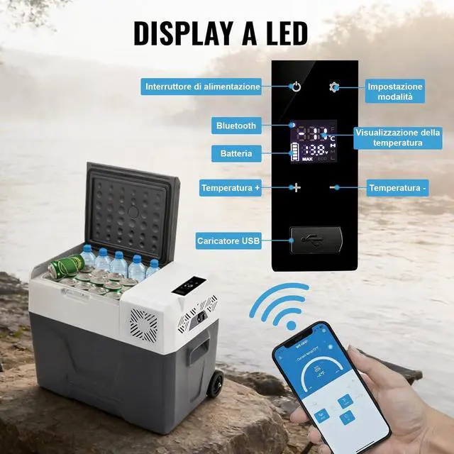 Alt view image 5 of 7 - SIHAO 40L Portable Car Refrigerator, 12/24V DC Compressor Fridge for Camping RV SUV
