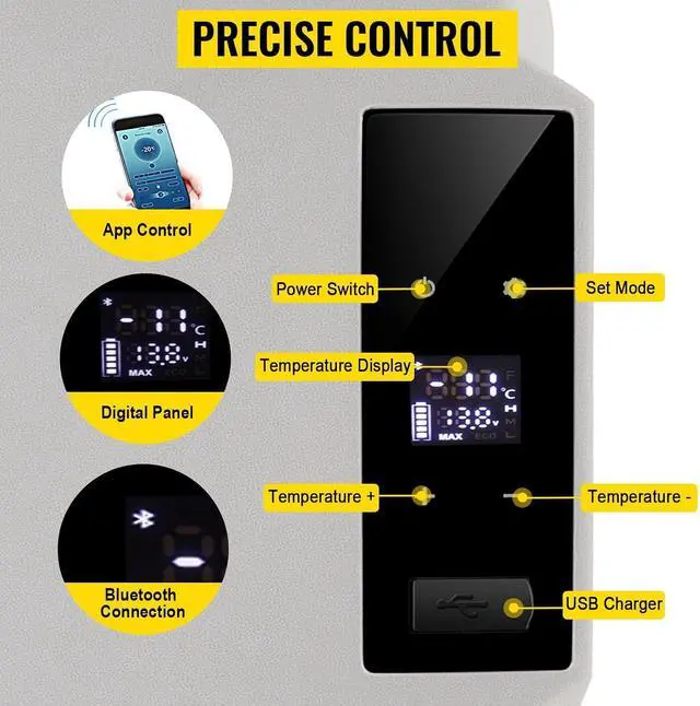 Alt view image 4 of 7 - SIHAO 50L Car Refrigerator, 12/24V DC Compressor Portable Freezer -20°C~10°C for Camping RV SUV