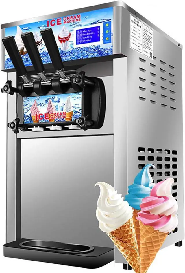Main image of SIHAO Commercial Soft Serve Ice Cream Maker 18L/H 1200W LCD 3 Flavors