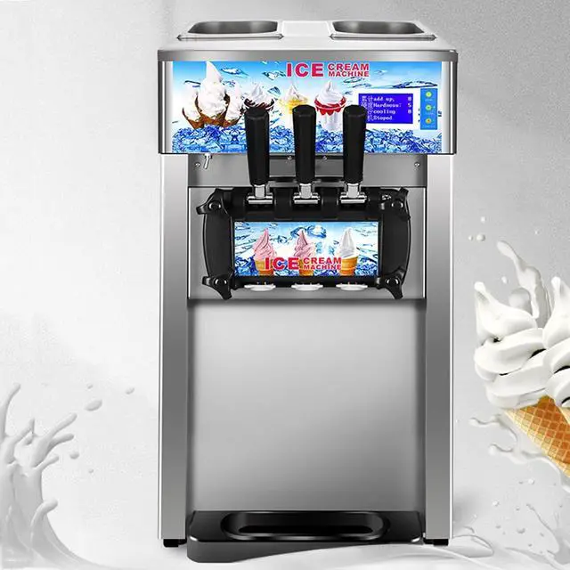 Alt view image 7 of 7 - SIHAO Commercial Soft Serve Ice Cream Maker 18L/H 1200W LCD 3 Flavors
