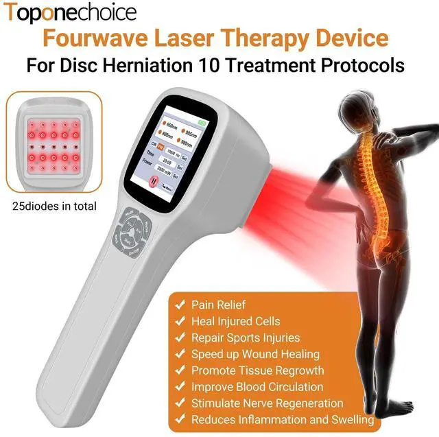 Main image of Toponechoice 4-Wavelength Cold Laser Therapy Device (650/808/905/980nm) Touchscreen Operation