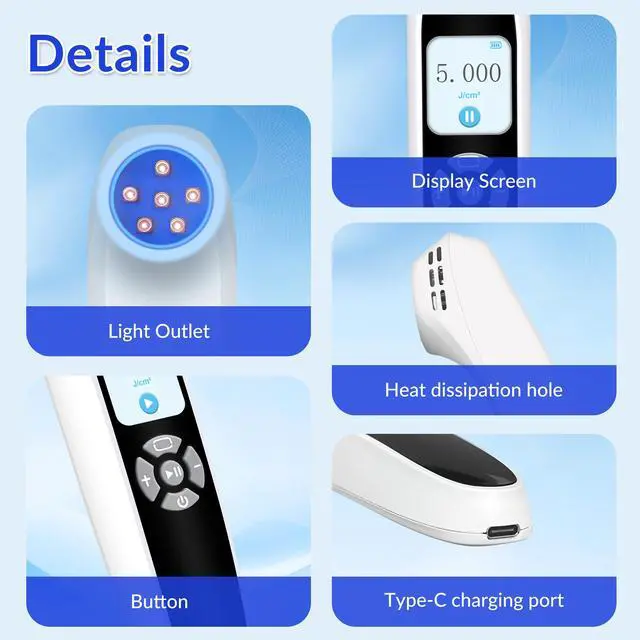 Alt view image 7 of 7 - Toponechoice 308nm Laser Psoriasis 6pcs Blue Light Therapy For Rosacea Benefits of uv Light on Skin Eczema Infectious Skin Disease