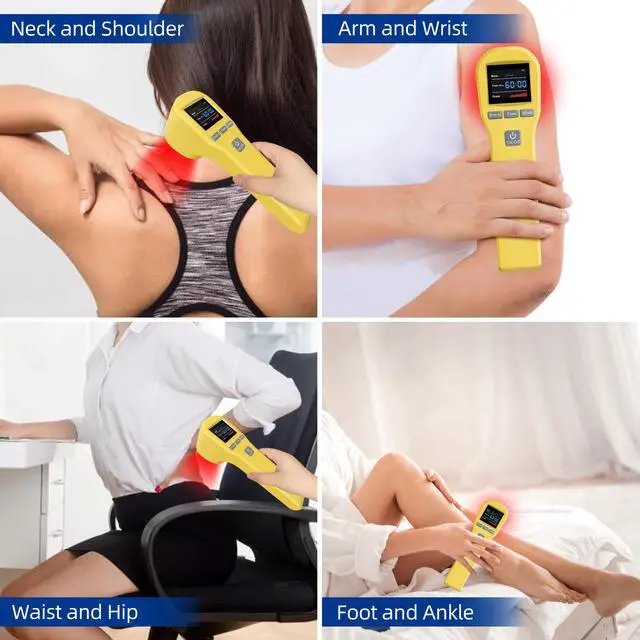 Alt view image 3 of 7 - Toponechoice Cold Laser Human/Vet Device for Joint and Muscles for Infrared Light 808nm+650nm Yellow