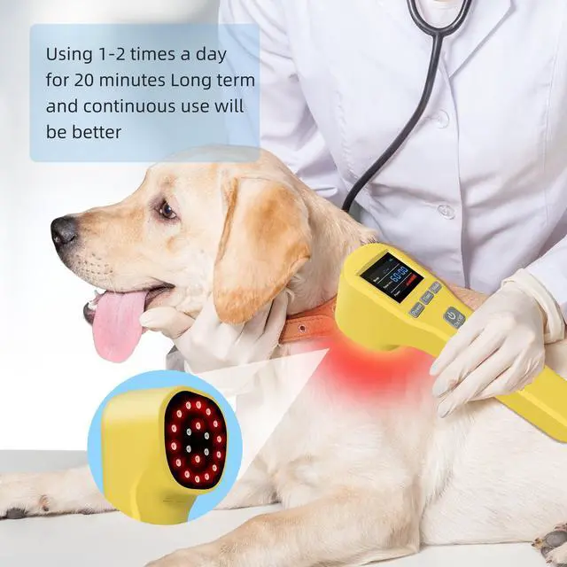 Alt view image 5 of 7 - Toponechoice Cold Laser Human/Vet Device for Joint and Muscles for Infrared Light 808nm+650nm Yellow