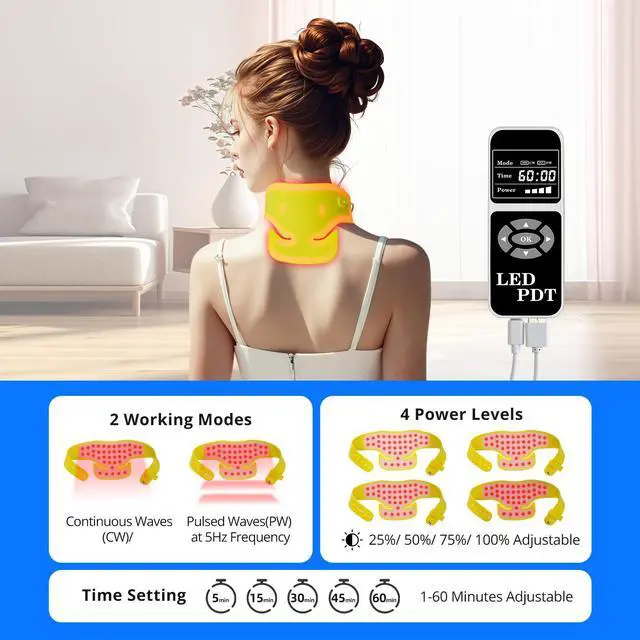 Alt view image 5 of 7 - Toponechoice Professional Photodynamic Therapy Flexible Silicone Red Light Therapy Photon LED Neck Pad, Helps You Relax Muscles, Beautify And Care For Your Skin, Pet Cat And Dog Pain Relief Device