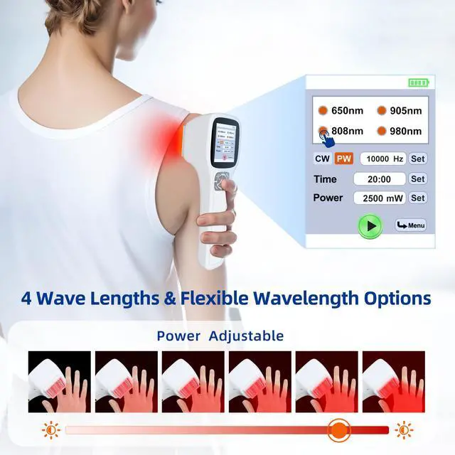 Alt view image 7 of 7 - Toponechoice cold laser therapy device for dogs and humans for herniated disc, immune,knees pain healing
