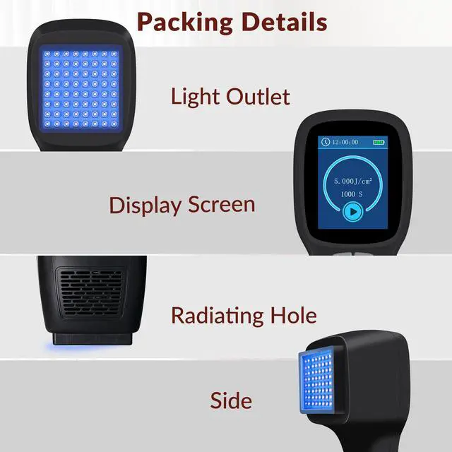 Alt view image 6 of 7 - Toponechoice phototherapy uvb light, ultraviolet light to treat psoriasis white marks on toenails, skin, stool with white spots
