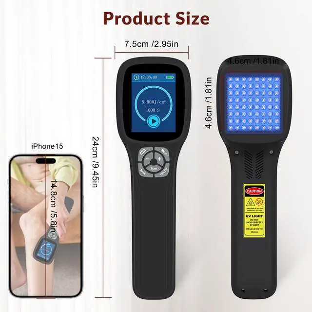 Alt view image 7 of 7 - Toponechoice ultraviolet light for eczema, skin at home, narrowband uvb light, white spots on tonsils, gums