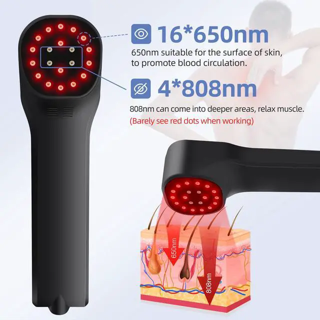 Alt view image 3 of 7 - Toponechoice low level laser therapy 3b cold laser for back pain nerve damage osteomyelitis home remedy for stiff neck and shoulder Black