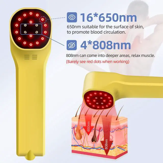 Alt view image 4 of 7 - Toponechoice low level laser therapy 3b cold laser for back pain nerve damage osteomyelitis home remedy for stiff neck and shoulder Yellow