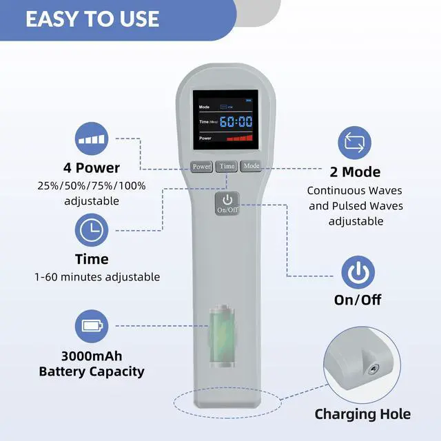 Alt view image 6 of 7 - Toponechoice low level laser therapy 3b cold laser for back pain nerve damage osteomyelitis home remedy for stiff neck and shoulder Grey
