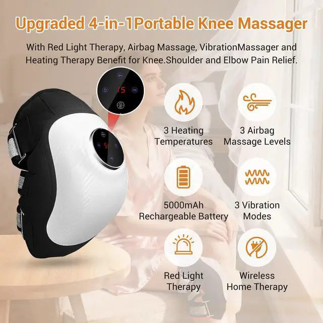 Alt view image 2 of 7 - Toponechoice Knee massager with red light therapy heating vibration and home rechargeable knee joint massager
