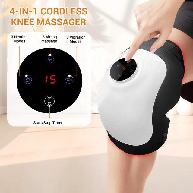 Alt view image 6 of 7 - Toponechoice Knee massager rechargeable vibration massager smart home use heated knee pad red light therapy knee joint massager