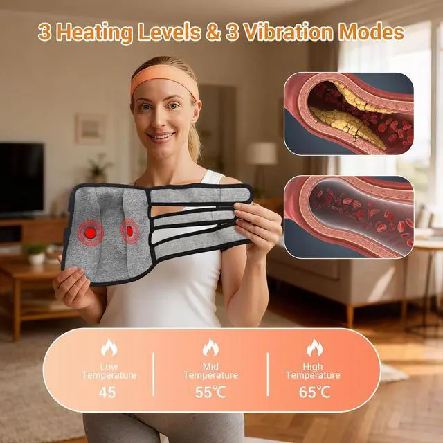 Alt view image 3 of 7 - Toponechoice Knee massager rechargeable vibration massager smart home use heated knee pad red light therapy knee joint massager