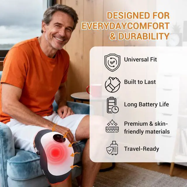 Alt view image 7 of 7 - Toponechoice Knee massager rechargeable vibration massager smart home use heated knee pad red light therapy knee joint massager
