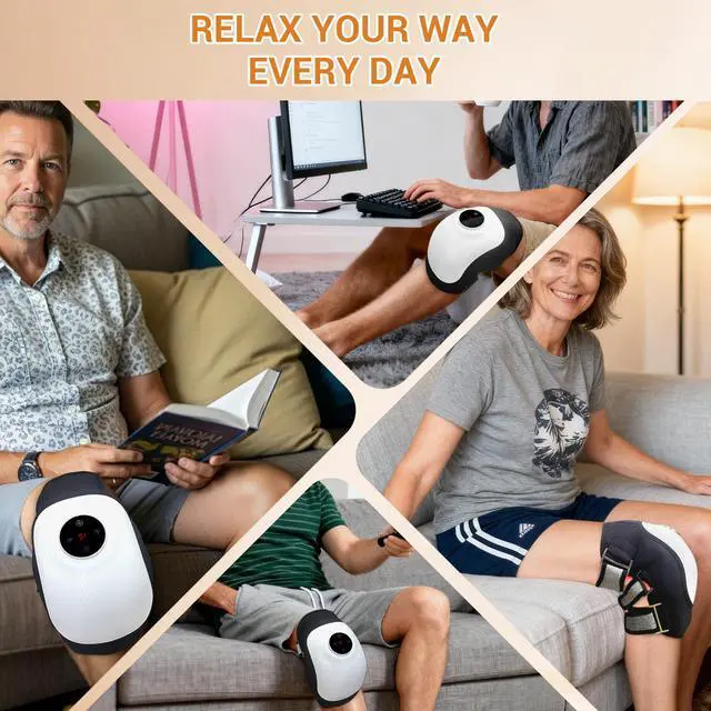 Alt view image 2 of 7 - Toponechoice Knee massager rechargeable vibration massager smart home use heated knee pad red light therapy knee joint massager