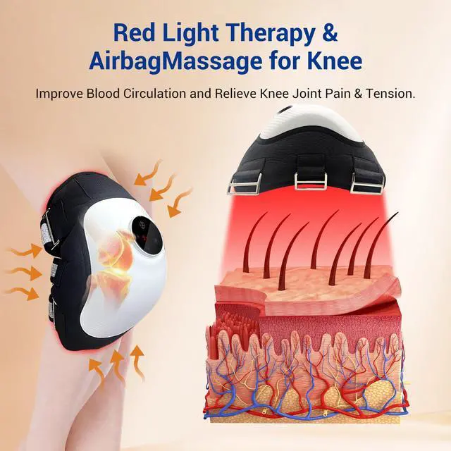 Alt view image 6 of 7 - Toponechoice Electric knee massager for home use air wave knee massager red light vibration air pressure knee support therapy device for treating cold legs