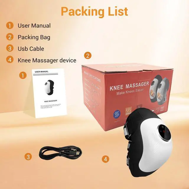 Alt view image 7 of 7 - Toponechoice Electric knee massager for home use air wave knee massager red light vibration air pressure knee support therapy device for treating cold legs