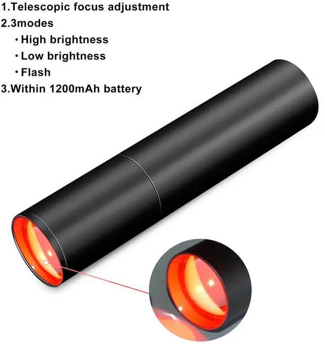Alt view image 2 of 7 - Toponechoice Mini Torch LED Flashlight Portable USB Charging Camping Lantern Zoomable Focus Light Tactical Flashlight Long-range Ultra-bright