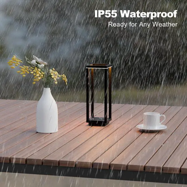 Alt view image 5 of 7 - 2 Pack Cordless Table Lamp Rechargeable, IP55 Waterproof, 60h Runtime Protable Outdoor Table Lamps, 3 Color Stepless Dimming Battery Powered Table Lamp for Dinner/Restaurant/Bedroom/Cafe