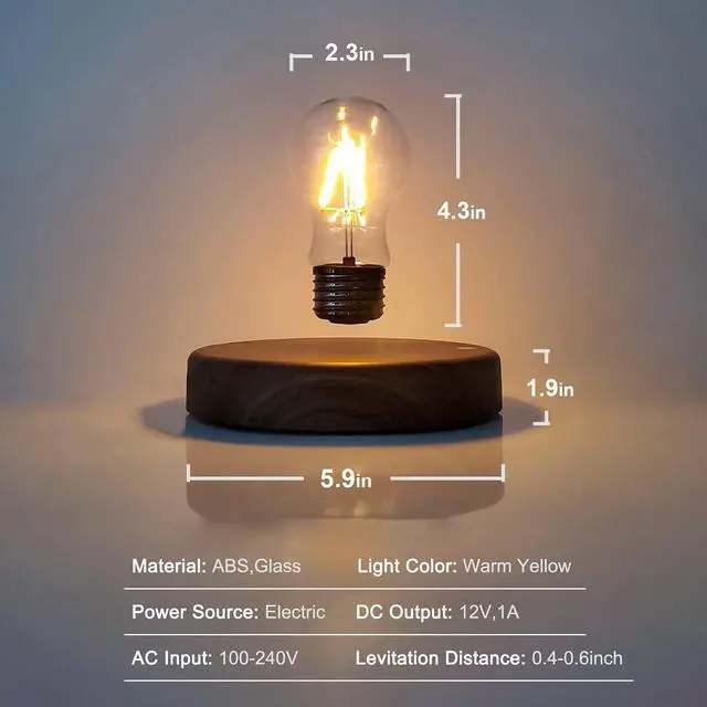 Alt view image 3 of 7 - Levitating Bulb Lamp Magnetic Floating LED Light Desk Lamp Table lamp Night Light, 360 Degree Automatic Rotating Light for Unique Gifts Room Home Office Decor