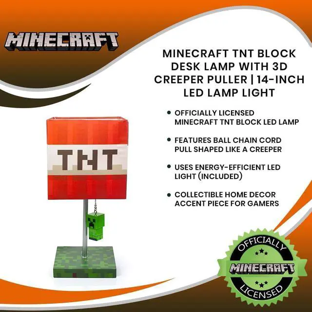 Alt view image 7 of 7 - TNT Block 14-Inch Desk Lamp with 3D Creeper Puller | LED Lamp