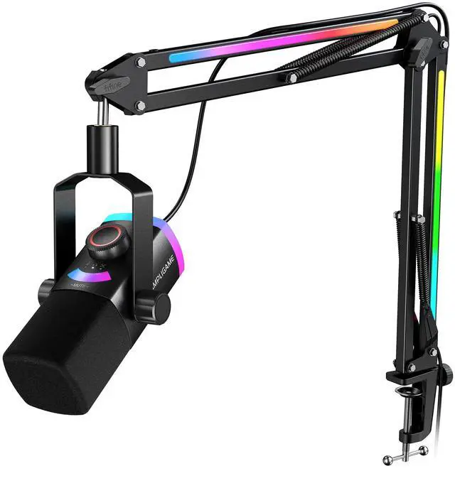 Main image of Gaming Microphone Kit, XLR/USB Dynamic PC Microphone with Boom Arm for Podcast Recording, RGB Streaming Mic Set, Tap-to-Mute, Mix Control, Headphone Jack-AmpliGame AM8PROT