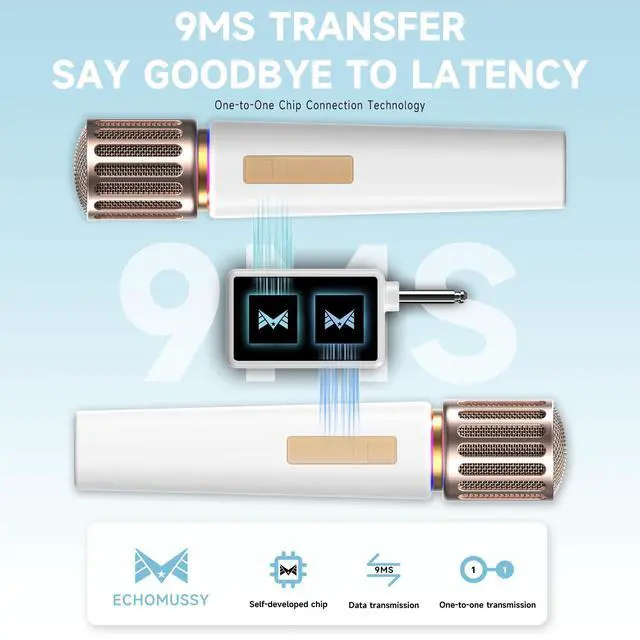 Alt view image 3 of 7 - Wireless Microphones, Microphone with One-to-One Chip Connection, Controllable LED Lights, 40H Duration, 200FT Range Free Sing, Volume Control Microphone for Singing, Speech, Home Party, Youtube
