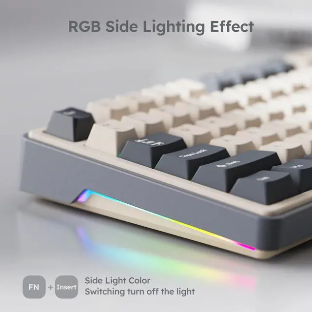 Alt view image 6 of 7 - R87 Pro Wired Mechanical Keyboard with Hot Swappable Knob 75% RGB Backlit Gaming Keyboard 88 Keys TKL Gasket Mounted with QMK/VIA and Linear Creamy Switch