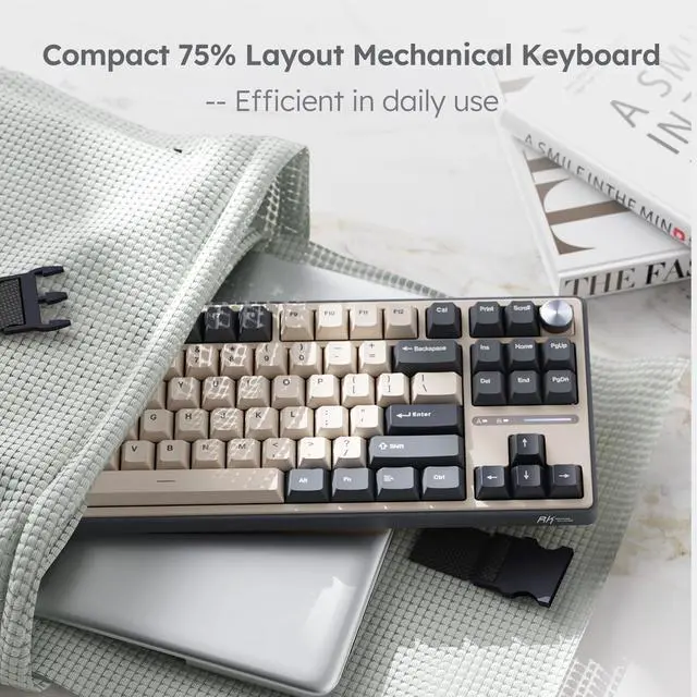 Alt view image 4 of 7 - R87 Pro Wired Mechanical Keyboard with Hot Swappable Knob 75% RGB Backlit Gaming Keyboard 88 Keys TKL Gasket Mounted with QMK/VIA and Linear Creamy Switch