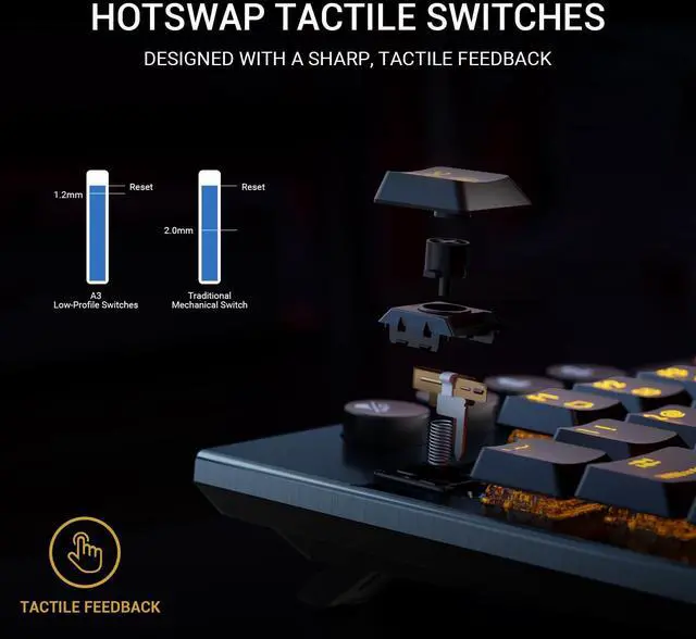 Alt view image 2 of 7 - Immision A3 Low-Profile Wireless Mechanical Keyboard, TKL Hot-Swappable Aluminum Gaming Keyboard, BT5.0/2.4GHz/USB-C Tactile Switches, RGB Backlit, TFT Screen & 5800mAh Battery for Pc/Mac