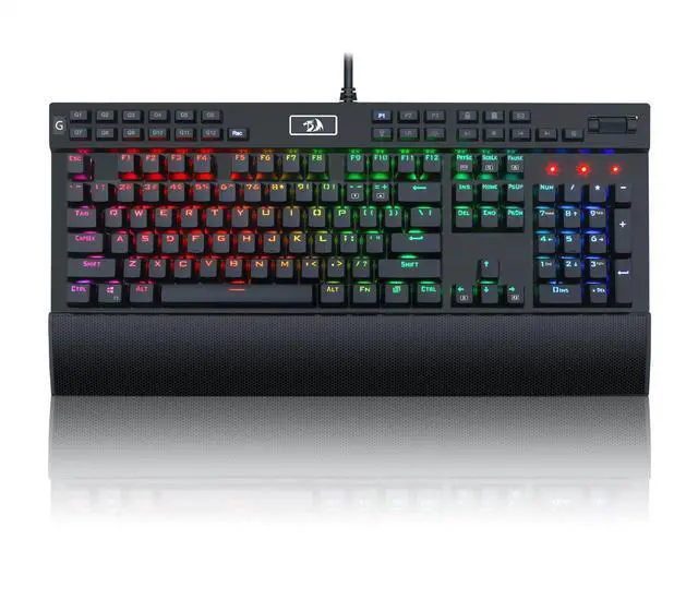 Main image of K550 RGB Gaming Keyboard, 104 Keys + 12 Macro G Keys Wired Mechanical Keyboard w/Aluminum Top Plate, Custom Clicky Purple Switch, Extra USB Port & Wrist Rest