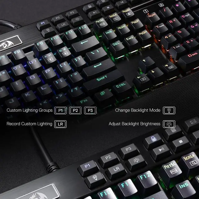 Alt view image 7 of 7 - K550 RGB Gaming Keyboard, 104 Keys + 12 Macro G Keys Wired Mechanical Keyboard w/Aluminum Top Plate, Custom Clicky Purple Switch, Extra USB Port & Wrist Rest