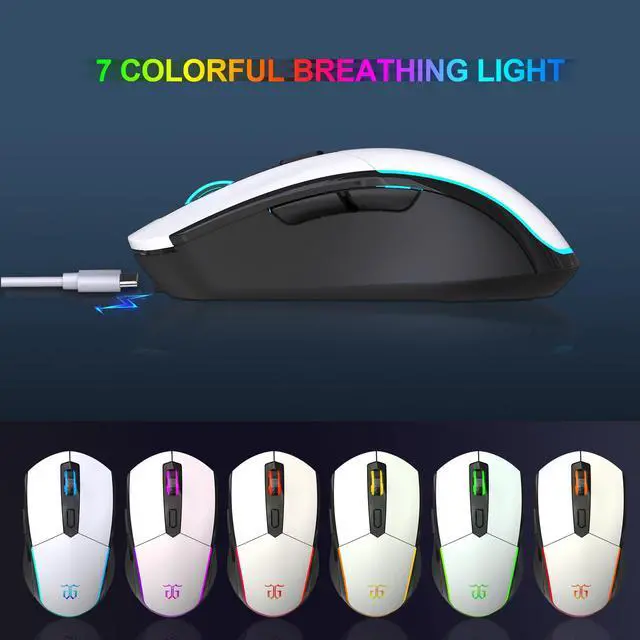 Alt view image 6 of 7 - 60% Wireless Gaming Keyboard and Mouse Combo,Ice Blue Backlit Rechargeable 2000mAh Battery,Mini Mechanical Feel Anti-ghosting Keyboard + Popular RGB Mice for Gaming, Office(White-Black)