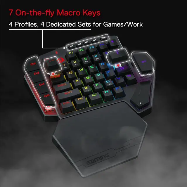 Alt view image 3 of 7 - Wireless One-Handed RGB Gaming Keypad, 42-Key Layout