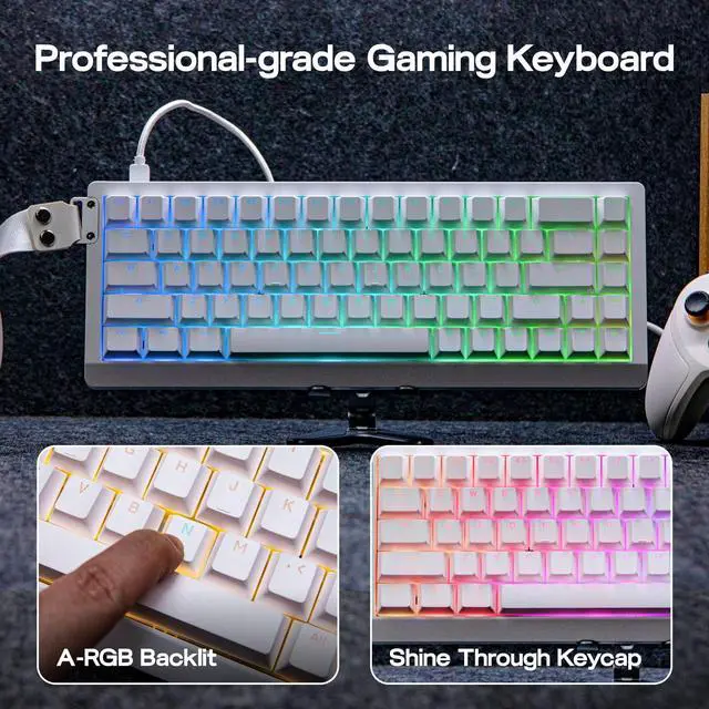 Alt view image 7 of 7 - HE68 Lite Hall Effect Gaming Keyboard, 8k Polling & 128K Scan Rate, 0.01mm Adjustable Trigger, 0.125ms Latency, 5-Layer Sound-Dampened, Snap Key, SOCD, A-RGB, Wired, Mac Software (White)