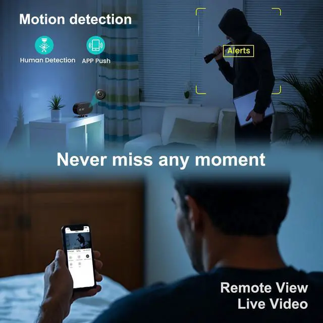 Alt view image 2 of 7 - Hidden Camera Clock with 2 MP IR Night Vision WiFi 2000 mAh Motion Detection Spy Camera Portable for Home, Office